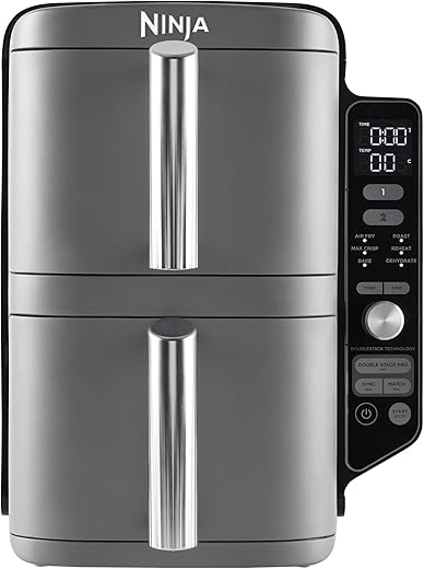 Ninja Double Stack XL Air Fryer, Vertical Dual Drawer AirFryer with 4 cooking levels, 2 Drawers and 2 Racks, Space Saving Design, 9.5L Capacity, 6 Cooking Functions, 8 Portions,... Ninja Double Stack XL Air Fryer, Vertical Dual Drawer AirFryer with 4 cooking levels, 2 Drawers and 2 Racks, Space Saving Design, 9.5L Capacity, 6 Cooking Functions, 8 Portions,...