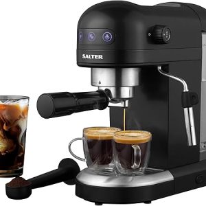 Salter Professional EK5240BO Espirista Coffee Machine - BPA-Free, Milk Frothing Wand, 1.4 L, For Ground Coffee, Single/Double Function, Touch Panel, 15-Bar Italian Pressure,...