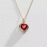 Revere 9ct Created Ruby & Diamond Pendant Necklace – Elegant Red Stone Jewelry - Image 2