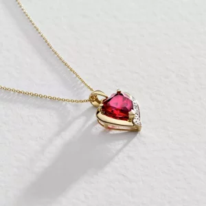 Revere 9ct Created Ruby & Diamond Pendant Necklace – Elegant Red Stone Jewelry