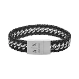 AX Leather & Stainless Steel Bracelet – Designer Wristwear - Image 2