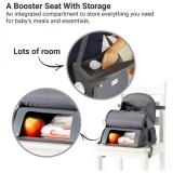 Grey BabyToLove Travel Booster Seat with Waterproof Fabric & Storage - Image 5