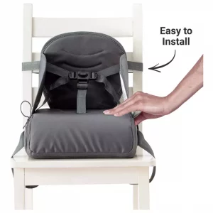 Grey BabyToLove Travel Booster Seat with Waterproof Fabric & Storage