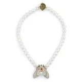 Bill Skinner Moth Necklace in 18ct Gold with Crystal Pearl Accent - Image 3