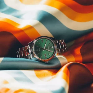 Casio Men's Stainless Steel Bracelet Watch with Green Analogue Dial