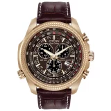 Citizen Eco-Drive Men's Chronograph Watch with Brown Leather Strap – Solar-Powered & Stylish - Image 2