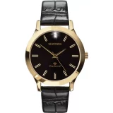 Sekonda Men's Diamond Black Leather Strap Watch - Elegant Timepiece with Premium Design - Image 2