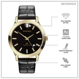 Sekonda Men's Diamond Black Leather Strap Watch - Elegant Timepiece with Premium Design - Image 4