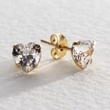 Revere 9ct Gold Heart Stud Earrings with Cubic Zirconia - Elegant Jewelry for Women - Image 2