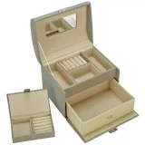 Faux Leather Grey Jewelry Box & Travel Set – Medium Size Organizer - Image 3