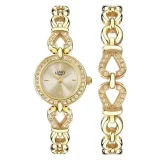 Elegant Ladies' Gold Plated Stone Watch & Bracelet Set - Timeless Luxury - Image 2