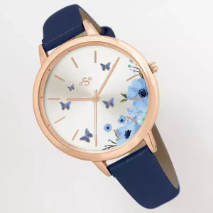 Spirit Women’s Butterfly Dial Navy Strap Watch – Stylish and Timeless