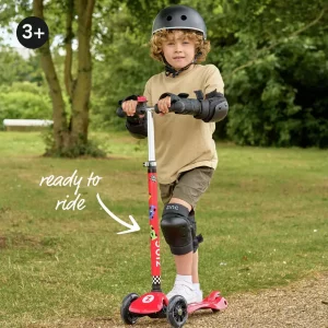 Zinc Red 3-Wheel Racecar Scooter with LED Lights