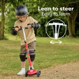 Zinc Red 3-Wheel Racecar Scooter with LED Lights - Image 3