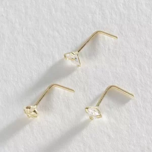Revere 9ct Yellow Gold Nose Studs Set - 3pcs with Cubic Zirconia