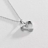 Revere Sterling Silver Heart Pendant Necklace with Diamonds - Open Design - Image 1