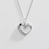 Revere Sterling Silver Heart Pendant Necklace with Diamonds - Open Design - Image 2