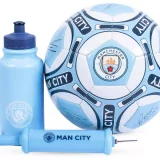 Manchester City FC Size 5 Soccer Ball Gift Set with Pump and Water Bottle - White - Image 2