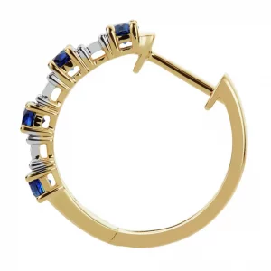 Revere 9ct Gold Sapphire & Diamond Huggie Earrings – Elegant Gemstone Jewelry