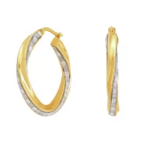Gold Plated Silver Glitter Twist Hoop Earrings | 9ct Revere Design - Image 2