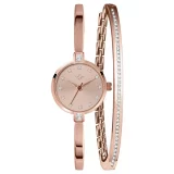 Spirit Ladies Rose Gold Watch & Bracelet Set with Stone Accents - Image 2