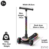 Zinc Sunshine Black 3-Wheel Scooter with LED Lights - Image 10