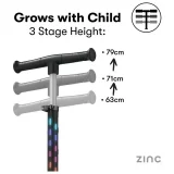 Zinc Sunshine Black 3-Wheel Scooter with LED Lights - Image 9
