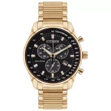 Citizen Chronograph Watch – Black Dial, Gold Bracelet for Men - Image 2