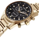 Citizen Chronograph Watch – Black Dial, Gold Bracelet for Men - Image 3