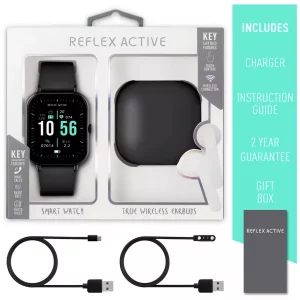 Reflex Active Black Smartwatch & Wireless Earbuds Set