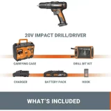 Worx WX370 20V Cordless Impact Drill with 30-Piece Accessory Kit - Image 5