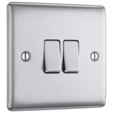 BG 2 Gang 2 Way Brushed Stainless Steel Light Switch - Image 2