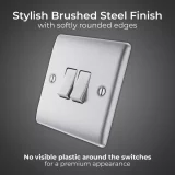 BG 2 Gang 2 Way Brushed Stainless Steel Light Switch - Image 5