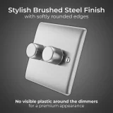 BG 2-Gang 2-Way Dimmer Switch - Stainless Steel | LED Compatible Light Switch - Image 3