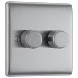 BG 2-Gang 2-Way Dimmer Switch - Stainless Steel | LED Compatible Light Switch - Image 2