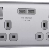 BG 2 Gang Stainless Steel Socket with 2 x USB 3.1 Ports - Dual USB Charger - Image 2