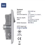 BG 2 Gang Stainless Steel Socket with 2 x USB 3.1 Ports - Dual USB Charger - Image 5