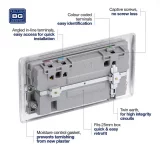 BG 2 Gang Stainless Steel Socket with 2 x USB 3.1 Ports - Dual USB Charger - Image 6