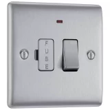 BG FCU & LED Switch – Brushed Stainless Steel Single Plate - Image 2