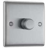 Brushed Stainless Steel BG Dimmer Switch – Single 2-Way Light Control - Image 2
