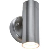 Modern Outdoor Wall Light – Lutec Gale IP44, Dual GU10 in Brushed Steel - Image 1