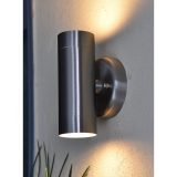 Modern Outdoor Wall Light – Lutec Gale IP44, Dual GU10 in Brushed Steel - Image 2