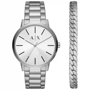 Armani Exchange Cayde Stainless Steel Watch & Bracelet Set for Men