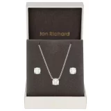 Jon Richard Rhodium Plated Open Stone Pendant and Earring Set – Elegant Jewelry Set for Women - Image 1