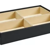 Black Faux Leather Stacking Jewellery Box for Storage & Organization - Image 4