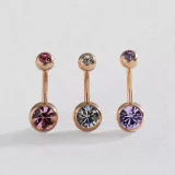 Rose Gold Surgical Steel Belly Bars Set – Revere PVD 3-Pack - Image 2