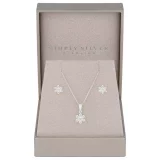 Simply Silver 925 Flower Necklace and Earrings Set - Image 2