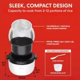 Instant 2.8L Rice Cooker and Steamer – White | Large Capacity, Easy Clean - Image 6