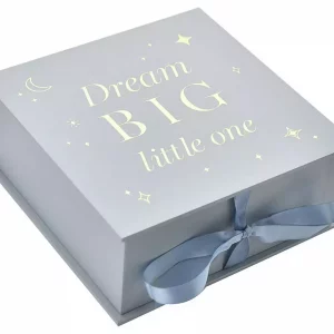 Bambino Dream Big Blue Keepsake Box - Personalized Baby Memory Box