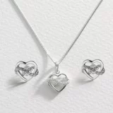 Revere Silver Heart Pendant & Earrings Set with Cubic Zirconia - Image 2